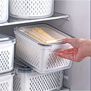 Conjunto de 10 Peças: 4 Recipientes + 4 Tampas + 2 Cestos de Drenagem. Recipientes para Armazenamento de Alimentos com Tampas de Encaixe e Cestos de Drenagem - À Prova de Vazamentos, Caixas de Armazenamento para Geladeira, Organizadores de Cozinha Reutili