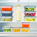 Conjunto de 10 Peças: 4 Recipientes + 4 Tampas + 2 Cestos de Drenagem. Recipientes para Armazenamento de Alimentos com Tampas de Encaixe e Cestos de Drenagem - À Prova de Vazamentos, Caixas de Armazenamento para Geladeira, Organizadores de Cozinha Reutili